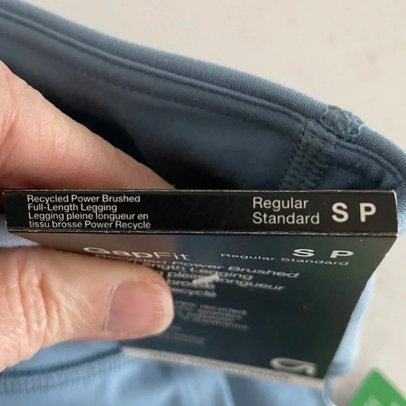 GapFit Recycled Power Brushed Full Length Leggings Compression Lt Blue Sz S NWT - Picture 9 of 12